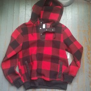 Old Navy Fleece Button Up Plaid Hoodie